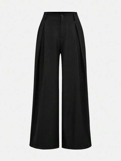 Girlism بنطلون فتيات المراهقات ذو تصميم جاكارد مطوي عريض الساق، أنيق وعتيق، مناسب للخريف والشتاء