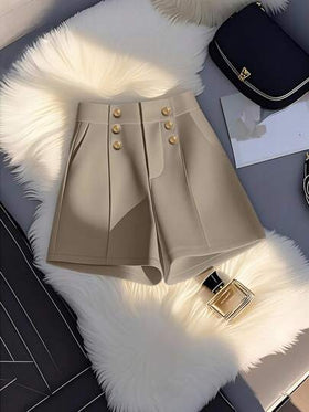 SHEIN Clasi شورت نسائي أنيق وعملي بجيوب وتصميم بسيط وأنيق، لون أحادي، مناسب للربيع والصيف