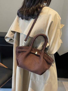 Dedoo حقيبة دلو من الجلد المدبوغ بتصميم أوروبي وأمريكي مع إبزيم، حقيبة يد بطراز الشارع للنساء، مناسبة للتسوق والتنقل والحفلات، هدايا في فصل الخريف/الشتاء، أحدث موضة حقيبة جلد مدبوغ