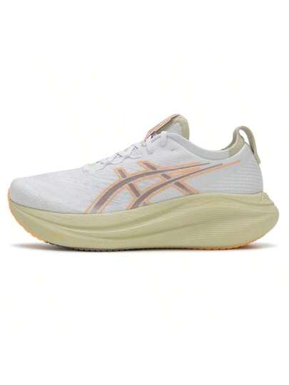 Asics حذاء الجري GEL-NIMBUS 27، ماص للصدمات وقابل للارتداد، من نسيج شبكي علوي، مريح وقابل للتنفس، كاجوال، خفيف الوزن وثابت، حذاء جري للرجال 1011B958-102
