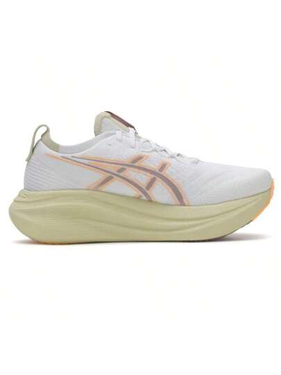 Asics حذاء الجري GEL-NIMBUS 27، ماص للصدمات وقابل للارتداد، من نسيج شبكي علوي، مريح وقابل للتنفس، كاجوال، خفيف الوزن وثابت، حذاء جري للرجال 1011B958-102