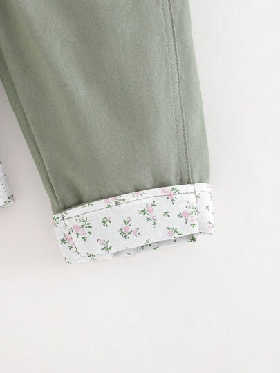 Cozy Pixies جمبسوت قفز للأطفال البنات مزينة بالأزهار والرقع مع أزرار زخرفية