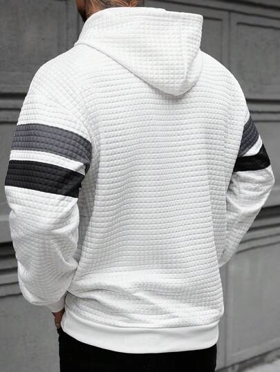 Manfinity CasualCool هودي رجالي مخطط ذو لونين مع سحاب، هدية مثالية للصديق أو الزوج، مزيج من الأسود والرمادي والأبيض، هوديز رجالية كاجوال، هودي مبطن رجالي أبيض، هودي مخطط رجالي