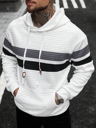 Manfinity CasualCool هودي رجالي مخطط ذو لونين مع سحاب، هدية مثالية للصديق أو الزوج، مزيج من الأسود والرمادي والأبيض، هوديز رجالية كاجوال، هودي مبطن رجالي أبيض، هودي مخطط رجالي
