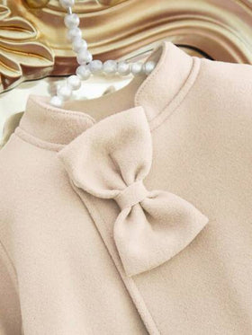 SHEIN Elladie kids طقم جاكيت وقبعة أنيقة وبسيطة للبنات الصغار، خريف/شتاء