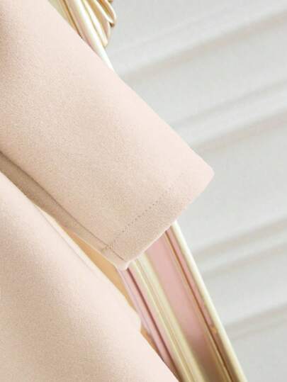 SHEIN Elladie kids طقم جاكيت وقبعة أنيقة وبسيطة للبنات الصغار، خريف/شتاء