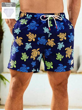 Manfinity Swimmode شورت كاجوال للرجال بخيار طبق السلحفاة ، هاواي