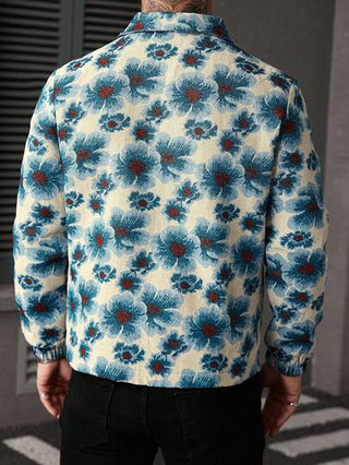 Manfinity Homme جاكيت كاجوال شائعة للرجال، جاكيت زهرية زرقاء كلاسيكية متناسقة، للارتداء اليومي، هدية للحبيب/الزوج، هدية للذكرى السنوية، جاكيت كاجوال