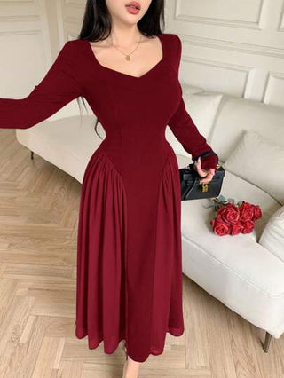 Modelyn فستان أنيق للنساء بخصر مطوي على شكل حرف A