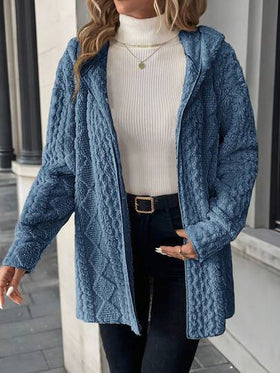 SHEIN Clasi معطف نسائي أساسي بأكمام طويلة وقلنسوة، من قماش مخملي ناعم للاستخدام اليومي في فصلي الخريف والشتاء
