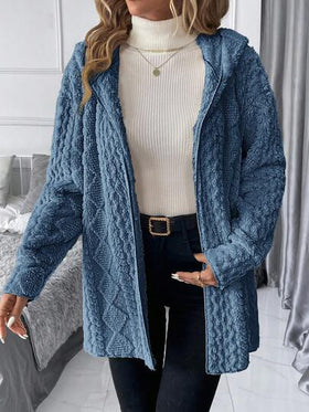 SHEIN Clasi معطف نسائي أساسي بأكمام طويلة وقلنسوة، من قماش مخملي ناعم للاستخدام اليومي في فصلي الخريف والشتاء