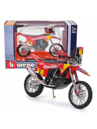 دراجة نارية Bburago 1:18 GASGAS RX450F (رالي داكار 2023) رقم 1 نموذج دراجة نارية معدنية، ديكور مكتبي للجمع، هدية لعيد الميلاد والكريسماس