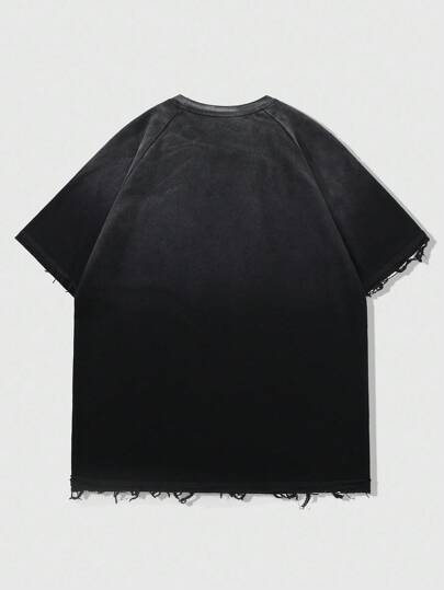 ROMWE MEN Grunge Punk تيشيرت رجالي بتصميم أمريكي شارعي، تيشيرت بطبعة أثر الرش على الزيبرا، طراز عام 2000
