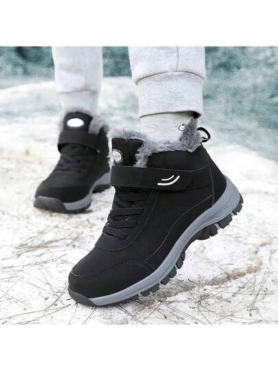 بوت ثلج نسائية عاري القدم مبطنة حرارياً، بوت سير سميكة مقاومة للماء ومانعة للانزلاق، بوت شتوية دافئة خفيفة الوزن. بوت ثلج شتوية نسائية ورجالية مبطنة حرارياً وسميكة ودافئة للتنزه، بوت عالية الكعب دافئة مقاومة للحجم الكبير