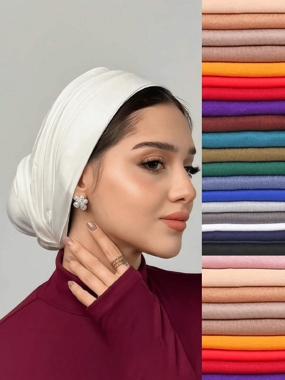 قطعة واحدة من الحجاب/الباندانا الكلاسيكي ذو اللون الأحادي للنساء، 3 أساليب ارتداء مختلفة، متعدد الاستخدامات وعملي، قماش مرن ناعم من الموديال، مريح ومناسب للارتداء اليومي والرياضة واليوغا وما إلى ذلك.