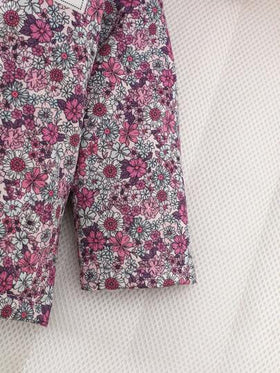 SHEIN Vintaside Kids معطف مقنع بطبعة زهور صغيرة للبنات الرضع، إغلاق بسحاب، بطانة حرارية، ملابس خارجية شتوية عصرية وكاجوال