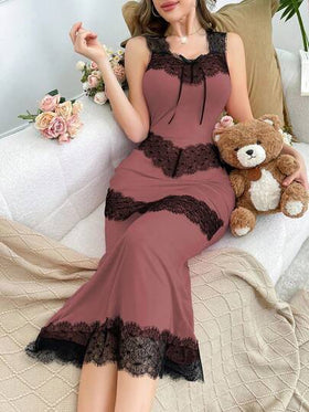 SHEIN ثوب نوم نسائي أنيق من الدانتيل والحرير بتصميم ذيل حورية البحر