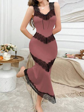 SHEIN ثوب نوم نسائي أنيق من الدانتيل والحرير بتصميم ذيل حورية البحر