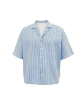 Manfinity Dauomo قميص رجالي كاجوال/عمل أكمام قصيرة ذو خطوط