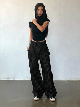 DAZY سراويل جينز نسائية فضفاضة بخطوط مستقيمة الساق للاستخدام اليومي