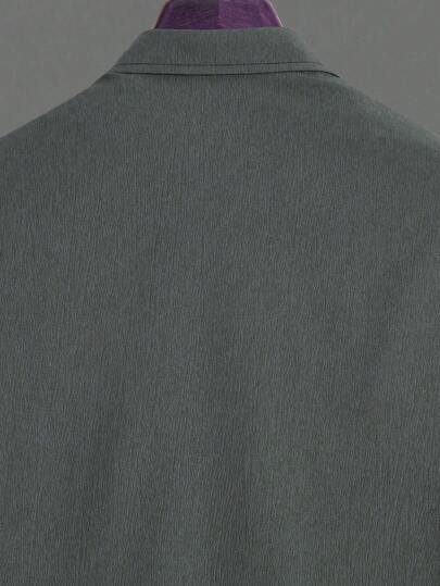Manfinity Homme طقم رجالي كاجوال من قميص وبنطلون لون أساسي رمادي، طقم ملابس مريح، قميص بأكمام طويلة وبنطلون، بأسلوب العملة القديمة، ملابس خريفية