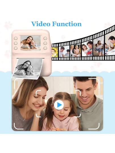 كاميرا طباعة فورية، تسجيل فيديو، ألعاب، DIY، مدرسة، سفر - هدية إبداعية لتعلم التصوير، إكسسوار تصوير، أداة إبداعية للشباب، تصميم ممتع، مشروع DIY، جهاز ممتع، متين، أفضل هدية عيد ميلاد وعام جديد للمصورين الشباب، هدية عودة إلى المدرسة، كاميرا للأطفال