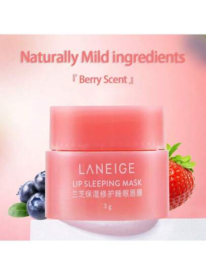 Laneige قناع النوم للشفاه بحجم السفر من الجمال الكوري، التوت، حجم السفر مرطب: يغذي، يرطب، فيتامين سي، زبدة موروموروا وزبدة الشيا، مضادات الأكسدة، للشفاه المتقشرة والجافة، للنساء، بلسم شفاه لانيج مكياج 3 جرام/0.10 أونصة