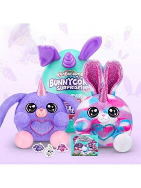 طقم هدية مفاجأة Rainbocorns Bunnycorn من ZURU - لعبة كاملة من 4 قطع في صندوق واحد (ملمس قلب الفرو)