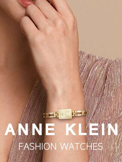 Anne Klein ساعة كوارتز ذهبية اللون للنساء بسوار من الكوارتز مع قرص مربع بلون الشمبانيا الفاتح، ساعة فاخرة تناظرية مع سوار قابل للتعديل، ساعة هدية أنيقة للسيدات من واتش