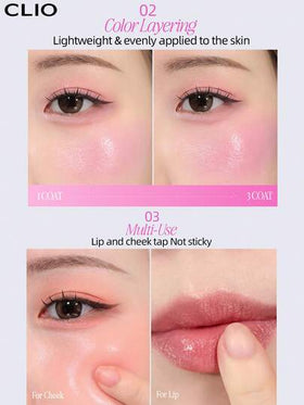 Clio مستحضر شفاه وخدود 2 في 1 من الجمال الكوري، يمكن استخدامه على الشفاه والخدود، يخلق تأثير مكياج لامع طبيعي، ملمس ناعم، إنهاء مكياج طبيعي، سهل الاستخدام، غير دهني، مناسب للسفر، قوام كريمي وقابل للامتزاج، مناسب لمكياج الشفاه والخدود اليومي، أسلوب المكياج
