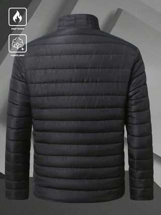 Manfinity Homme معطف شتوي كاجوال بسحاب للرجال أحادي اللون