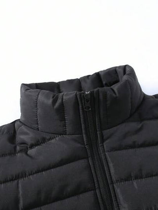 Manfinity Homme معطف شتوي كاجوال بسحاب للرجال أحادي اللون
