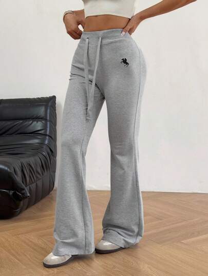 SHEIN EZwear بنطلون نسائي بأربطة مطرزة، تصميم عصري مناسب للصيف