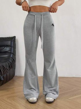 SHEIN EZwear بنطلون نسائي بأربطة مطرزة، تصميم عصري مناسب للصيف