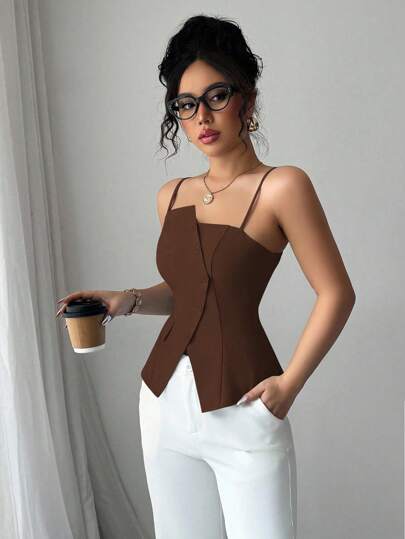 Elenzga تنكر أزرق جديد لعام 2025 بتصميم غير متماثل عصري متعدد الاستخدامات للارتداء اليومي مع خصر مربوط
