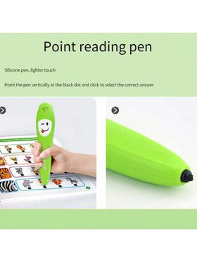 قلم صوتي ذكي + كتاب تعلم الإنجليزية، قلم إلكتروني متعدد الوظائف، يتضمن يوميات تعليمية ملونة ب- 36 صفحة و100 نقطة تعليمية، محتوى غني، يعزز التطور الفكري. قلم التعلم المنطقي يمكنه الإجابة على الأسئلة الواردة في الكتاب، مع مؤشر إضاءة جميل وحيوي.