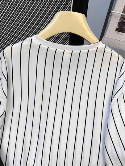 SHEIN مجموعة قميص كم قصير مخطط وشورت للمراهقين الأولاد، مريحة وعصرية وقابلة للتنوع، ناعمة، مناسبة للارتداء اليومي، المدرسة، الخروجات، الرياضة، العطلات والحفلات