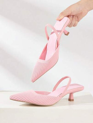 كعب عالي بأصبع قدم مدبب للنساء، من قماش علوي مريح وقابل للتنفس، أنيق وأنيق وعصري - مناسب للتنقل والمكتب، كعب صغير مفتوح من الأمام سهل الارتداء