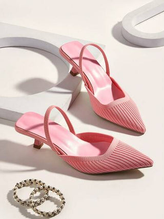 كعب عالي بأصبع قدم مدبب للنساء، من قماش علوي مريح وقابل للتنفس، أنيق وأنيق وعصري - مناسب للتنقل والمكتب، كعب صغير مفتوح من الأمام سهل الارتداء