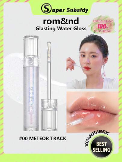 Rom&nd رومان GLASTING WATER TINT 00 METEOR TRACK، فيلم ندي قابل للتنفس، نهاية زجاجية لامعة خفيفة الوزن، تقنية التدرج الزاهي، شفاف جيلي الخوخ، وردي ذهبي نجمي شفاف، أكسجين نعناع ماتي لامع، عصا لمسة إصلاح صغيرة، إصدار محدود للعطلات النباتية، سر خفيف بدون وجه