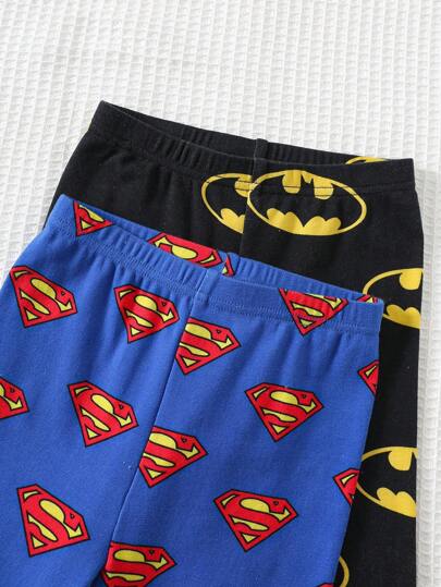 SUPERMAN X Cozy Pixies 4 قطع طقم بيجاما مكون من ملابس علوية كم طويل رقبة طاقم وبنطال طويل خصر مطاطي، بنمط كرتوني للأولاد الصغار، قطعة ناعمة مناسبة للخريف/الشتاء
