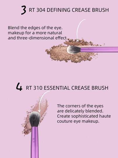 طقم فرش مكياج Real Techniques Everyday Eye Essentials المكون من 8 قطع، فرش للعين لخطوط العين والظلال والحواجب والرموش، قابلة للسفر، طقم هدايا، هدايا، فرش مكياج احترافية، طقم مكياج كامل
