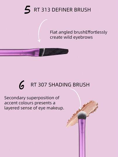 طقم فرش مكياج Real Techniques Everyday Eye Essentials المكون من 8 قطع، فرش للعين لخطوط العين والظلال والحواجب والرموش، قابلة للسفر، طقم هدايا، هدايا، فرش مكياج احترافية، طقم مكياج كامل