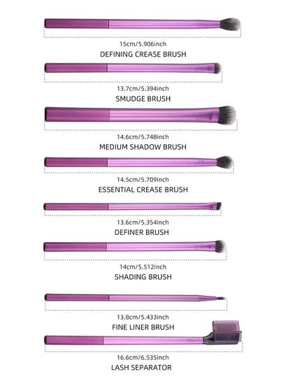 طقم فرش مكياج Real Techniques Everyday Eye Essentials المكون من 8 قطع، فرش للعين لخطوط العين والظلال والحواجب والرموش، قابلة للسفر، طقم هدايا، هدايا، فرش مكياج احترافية، طقم مكياج كامل