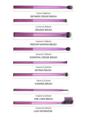 طقم فرش مكياج Real Techniques Everyday Eye Essentials المكون من 8 قطع، فرش للعين لخطوط العين والظلال والحواجب والرموش، قابلة للسفر، طقم هدايا، هدايا، فرش مكياج احترافية، طقم مكياج كامل