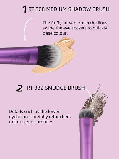 طقم فرش مكياج Real Techniques Everyday Eye Essentials المكون من 8 قطع، فرش للعين لخطوط العين والظلال والحواجب والرموش، قابلة للسفر، طقم هدايا، هدايا، فرش مكياج احترافية، طقم مكياج كامل