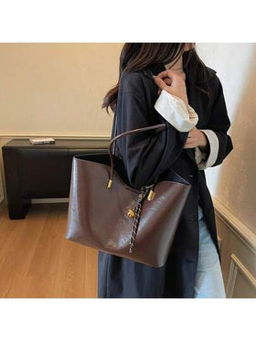 مجموعة حقيبة تسوق كاجوال 2 قطعة، حقيبة كتف أحادية بتصميم بسيط للمكتب والسفر والتسوق (بدون معلقات)
