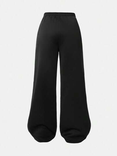 SHEIN Girlism بنطلون رياضي فضفاض أساسي متناسق للفتيات المراهقات، مناسب للموسم الانتقالي بين الخريف والشتاء وبداية العام الدراسي، بلون رمادي داكن