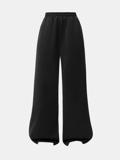 SHEIN Girlism بنطلون رياضي فضفاض أساسي متناسق للفتيات المراهقات، مناسب للموسم الانتقالي بين الخريف والشتاء وبداية العام الدراسي، بلون رمادي داكن