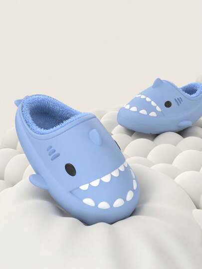 SHARK SLIPPER أحذية منزلية رجالية على شكل سمكة القرش ذات كعب عالٍ، دافئة ومريحة للاستخدام في فصلي الخريف والشتاء، مانعة للانزلاق